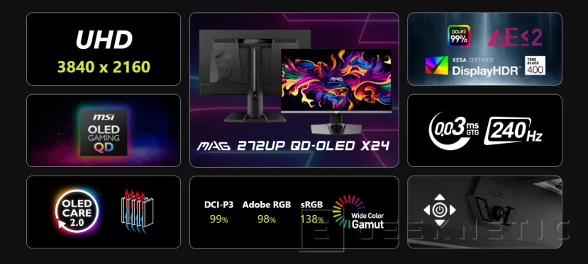 Geeknetic Aparece el monitor MSI MAG 27UP QD-OLED X24 en la web global de MSI 1