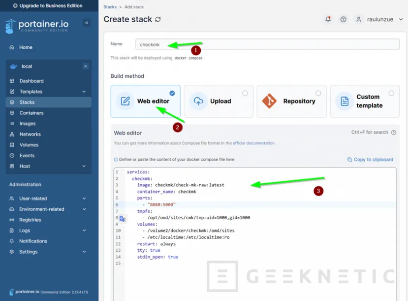 Geeknetic Monitoriza tu infraestructura de manera sencilla y visual: Instala Checkmk usando Docker y Portainer 4