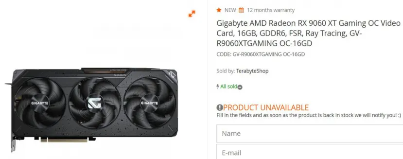 Geeknetic Se ha dejado ver en una tienda de Brasil una GIGABYTE Radeon RX 9060 XT de 16 GB 1