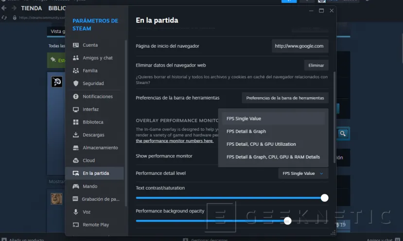 Geeknetic Steam añade métricas de rendimiento superpuestas con información de FPS por separado con y sin DLSS y FG habilitados 2