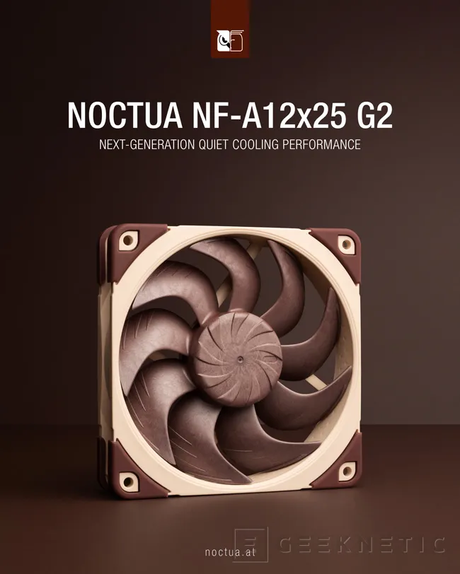 Geeknetic Ya están disponibles los nuevos ventiladores Noctua NF-A12x25 G2, una segunda generación que ha conseguido mejorarse a si misma 1