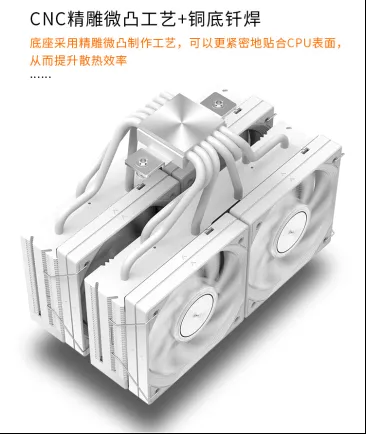 Geeknetic JIUSHARK presenta el JF15K DIAMOND, un disipador para hasta 280W con formato de doble torre y 4 ventiladores 3