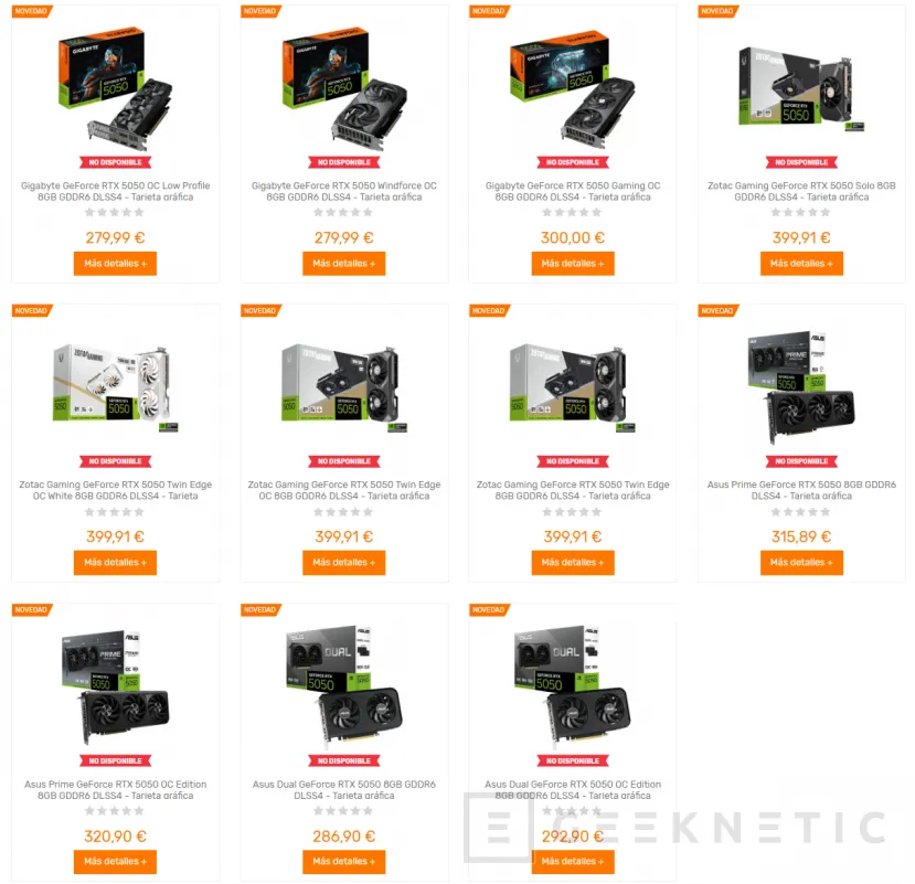 Geeknetic Las NVIDIA RTX 5050 ya están disponibles a la venta, aunque sin stock, y con precios muy cercanos a la RTX 5060 3
