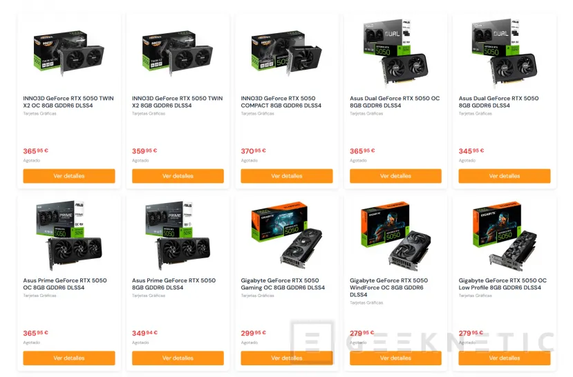 Geeknetic Las NVIDIA RTX 5050 ya están disponibles a la venta, aunque sin stock, y con precios muy cercanos a la RTX 5060 2