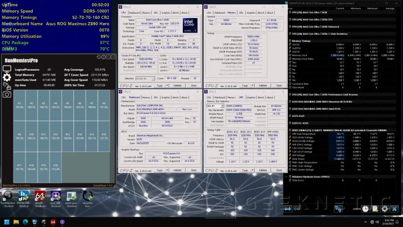 Geeknetic G.Skill consigue llevar hasta los 10.000 MT/s su memoria CAMM2 en una placa ASUS con chipset Z890 3