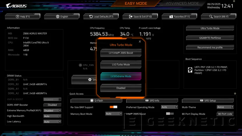 Geeknetic Gigabyte introduce la tecnología Ultra Turbo en sus placas base Z890 con hasta un 35% más de FPS gracias al overclocking 1
