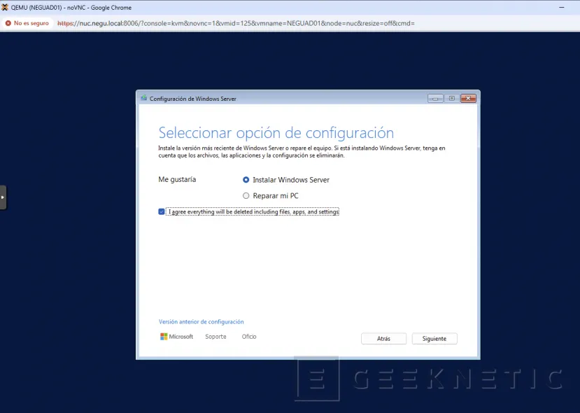 Geeknetic Cómo instalar Windows Server 2025 en Proxmox VE: Guía paso a paso con novedades y funciones 7
