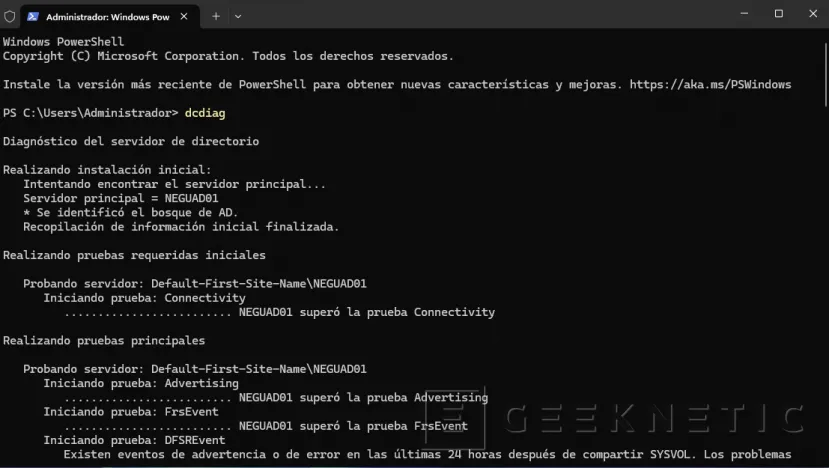 Geeknetic Cómo montar un Directorio Activo en Windows Server 2025 con PowerShell 4