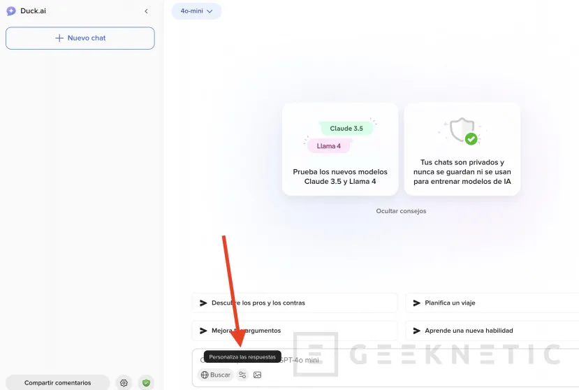 Geeknetic DuckDuckGo permite personalizar las respuestas de sus chatbots sin comprometer la privacidad 1