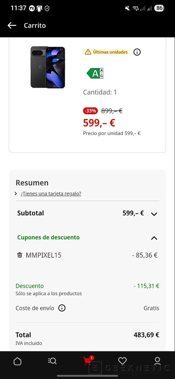 Geeknetic Llévate el Google Pixel 9 de 128 GB por 483,69 euros en MediaMarkt 2