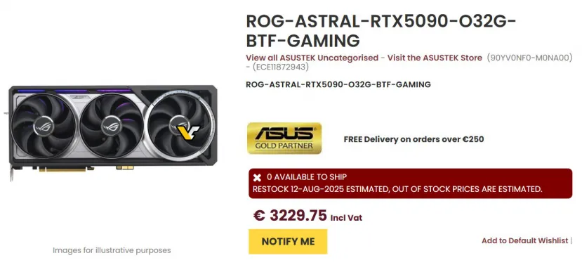 Geeknetic La ASUS ROG ASTRAL RTX 5090 BTF con el conector de corriente GC-HPWR se deja ver a la venta por más de 3.200 euros 1