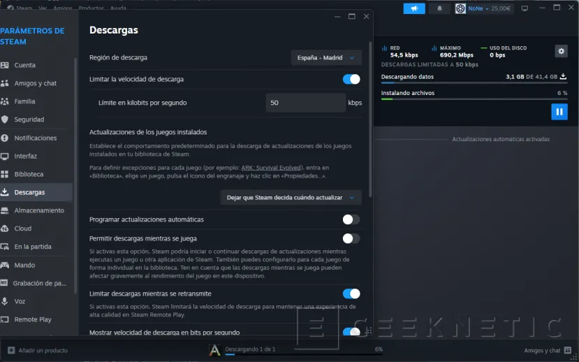 Geeknetic Cómo acelerar la velocidad de descarga en Steam: deshabilitar la caché de disco en Windows y otros trucos 11