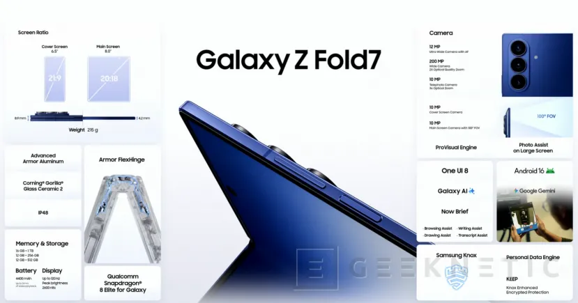 Geeknetic Galaxy Z Fold 7: El Smartphone plegable más exclusivo de Samsung es más fino y caro que nunca 3