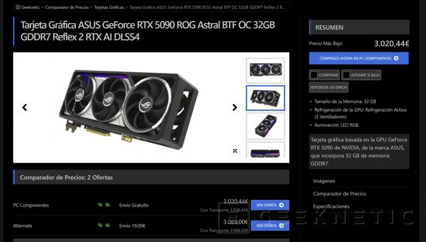 Geeknetic Ya está disponible la ASUS ROG Astral 5090 BTF, llévatela a casa por poco más de 3.000 euros 2