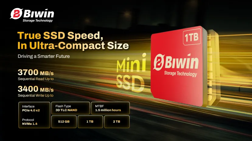 Geeknetic BiWin presenta las unidades Mini SSD, 3 veces más pequeñas que un SSD y 3 veces más rápidas que la microSD Express 1