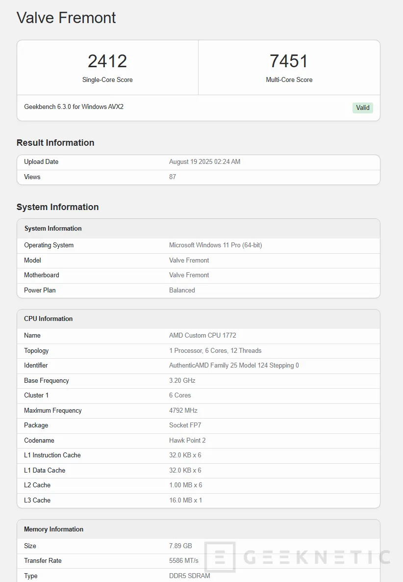 Geeknetic ¿Steam Deck 2 a la vista? Se filtra la Valve Fremont con procesador AMD Hawk Point 2 con 6 núcleos Zen 4 y una Radeon RX 7600 1