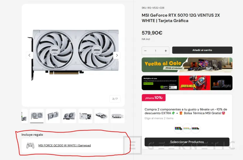 Geeknetic MSI tiene de oferta la RTX 5070 VENTUS 12G 2X por 521,91 euros con Borderlands 4 de regalo 3