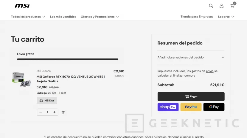 Geeknetic MSI tiene de oferta la RTX 5070 VENTUS 12G 2X por 521,91 euros con Borderlands 4 de regalo 1