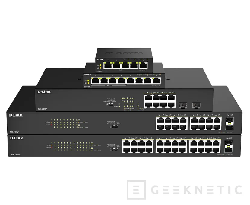 Geeknetic Los nuevos D-Link DGS-1010P, DGS-1018P y DGS-1026P combinan PoE+, uplinks SFP y funciones DIP para redes SOHO y empresariales 2