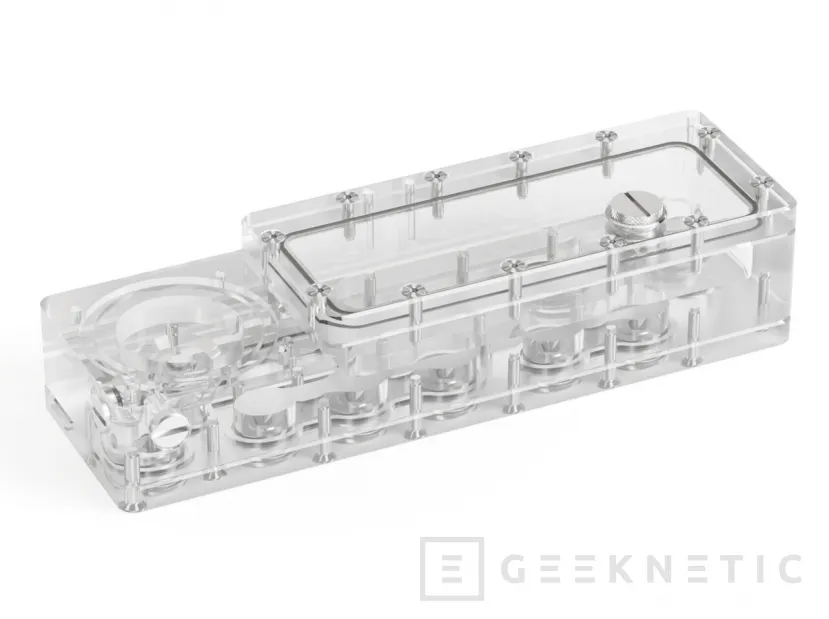 Geeknetic Alphacool Core Distro Plate 240 XS D5/DDC combina acrílico transparente, conectores G1/4 integrados y soporte para bombas D5 o DDC 2