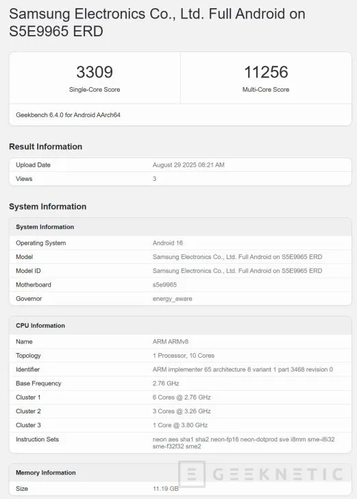 Geeknetic Primeros benchmarks del Exynos 2600: proceso GAA de 2 nm y un rendimiento casi idéntico al Snapdragon 8 Elite Gen 5 1