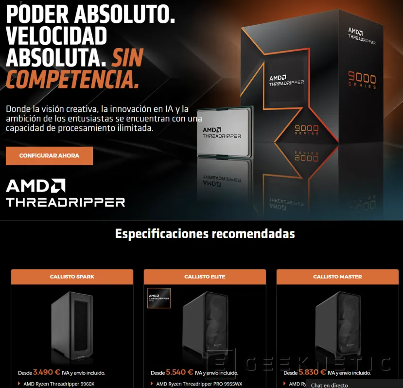 Geeknetic PC Specialist ya ofrece ordenadores basados en el AMD Ryzen Threadripper 9000 1