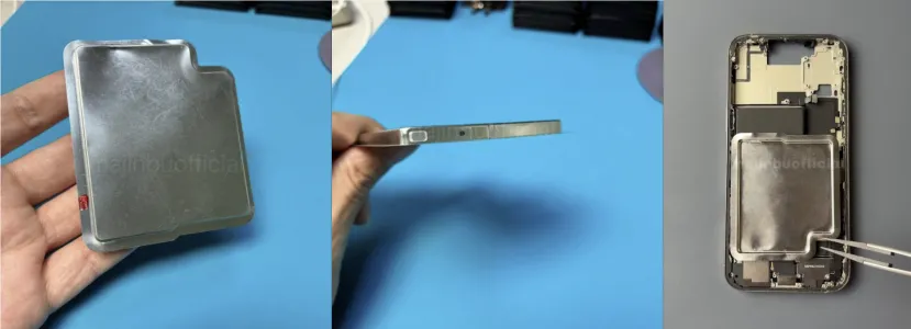 Geeknetic El iPhone 17 Pro se deja ver en su interior, la versión con eSIM llevará un disipador para la batería de mayor tamaño 2