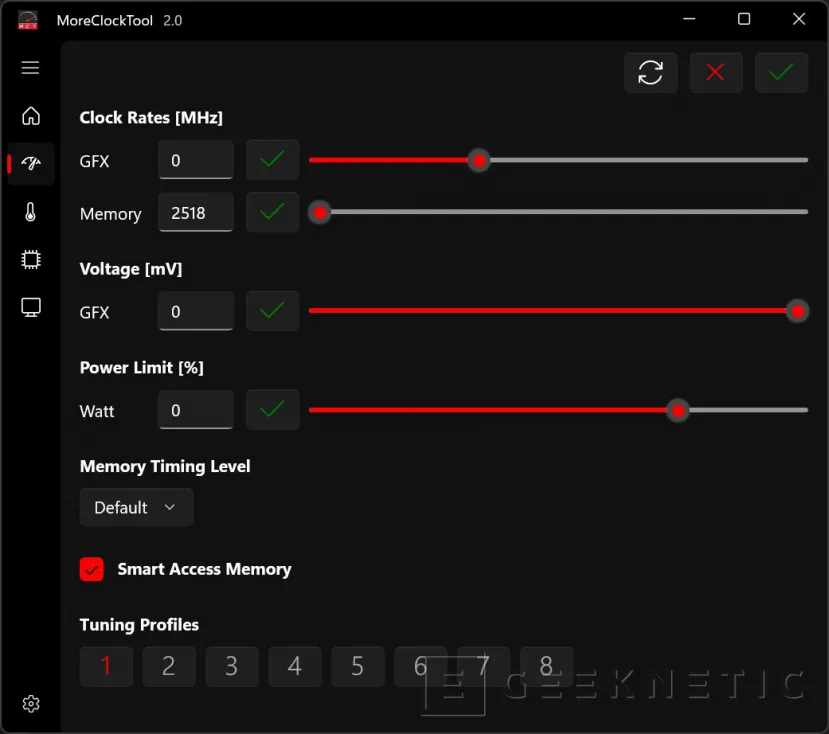 Geeknetic MoreClockTool 2.0: nueva interfaz y control avanzado para GPU AMD Radeon RX 1