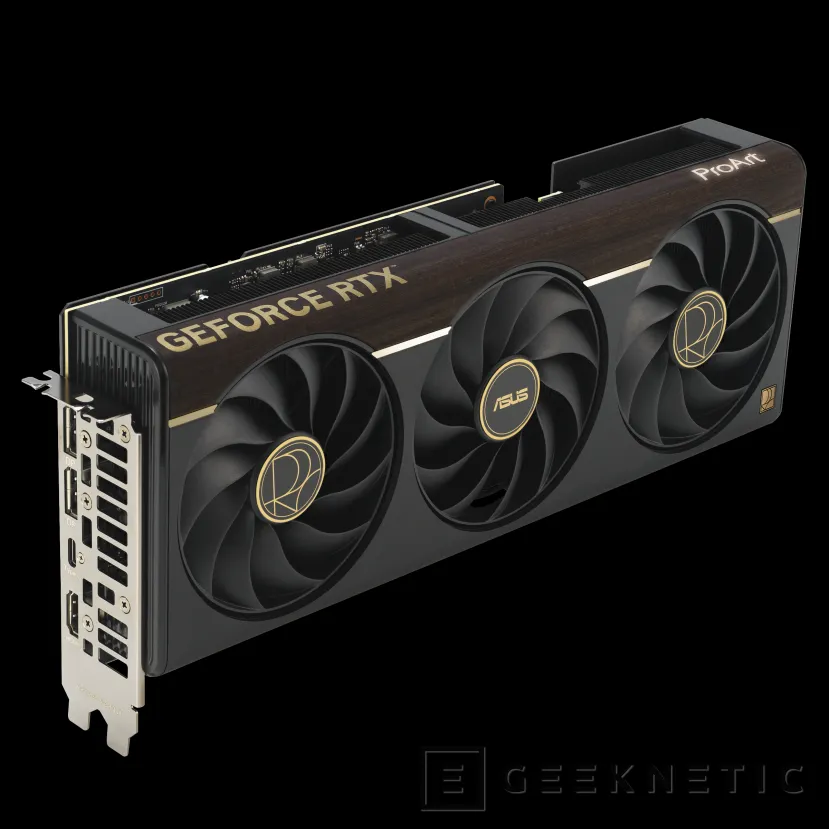 Geeknetic La ASUS ProArt RTX 5080 se vuelve más elegante: Destaca sus Acabados en Madera y un Conector USB-C trasero 3