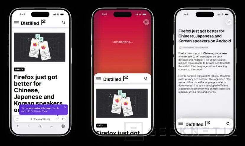 Geeknetic Agitar el iPhone, resumir una web: así es la función Shake to Summarize de Firefox basada en IA 1