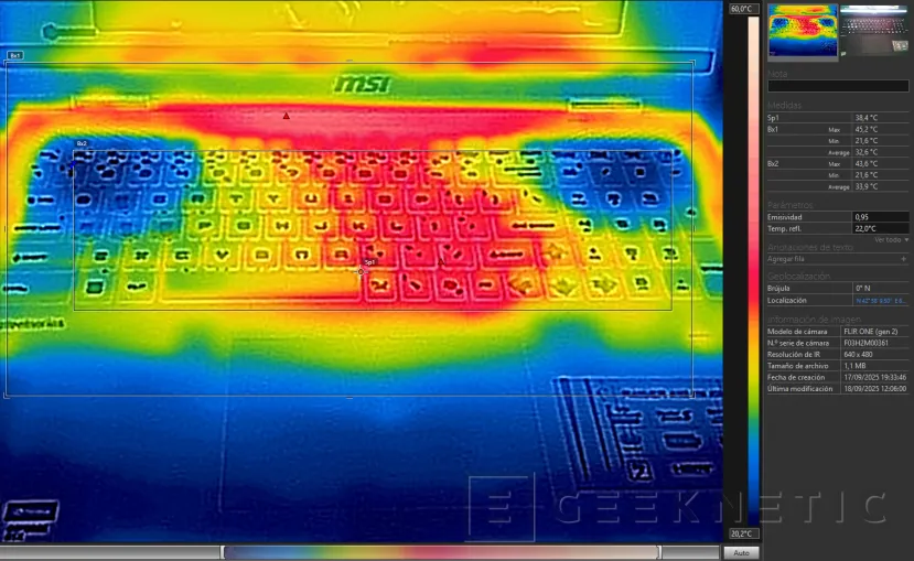 Geeknetic MSI RAIDER A18 HX A9WJG Review con AMD Ryzen 9 9955HX3D 59