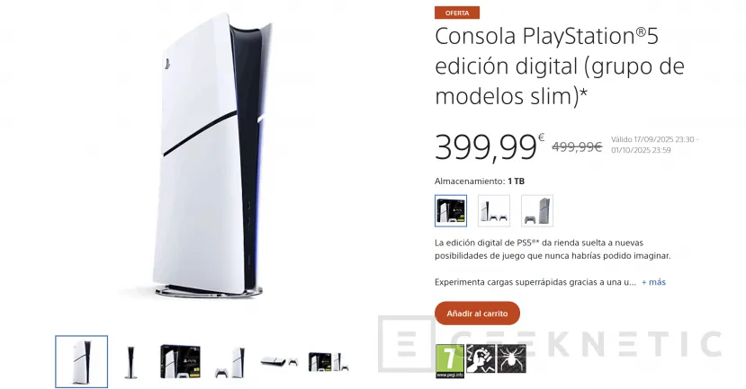Geeknetic Llévate una PS5 Slim Digital con 1 TB por 379,99 euros desde la propia tienda de PlayStation 1