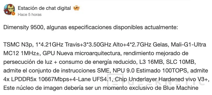 Geeknetic Filtrado el Dimensity 9500 al completo: una bestia para competir con el Snapdragon más potente 1
