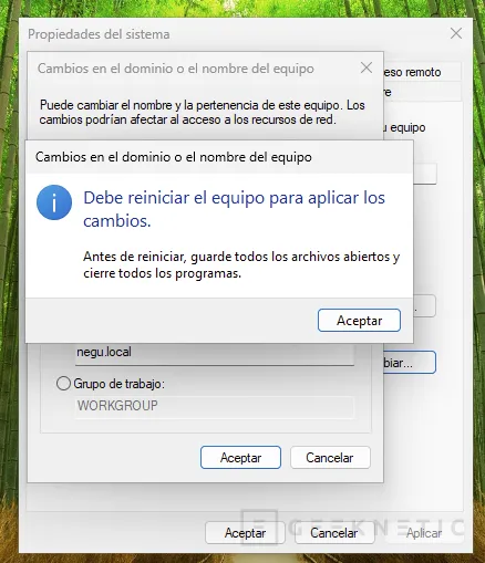 Geeknetic Cómo unir equipos Windows 11 al dominio corporativo de Active Directory 2025 9