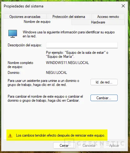Geeknetic Cómo unir equipos Windows 11 al dominio corporativo de Active Directory 2025 10