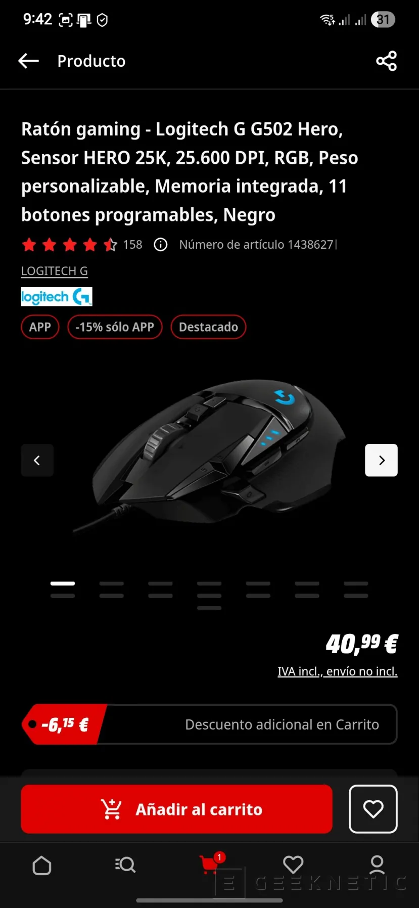 Geeknetic Consigue el Logitech G502 Hero por solo 34,84 euros en MediaMarkt 4