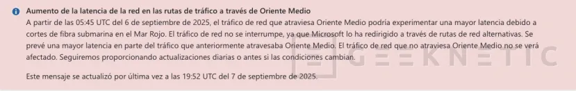Geeknetic Microsoft restablece su nube tras cortes en cables submarinos del Mar Rojo 1