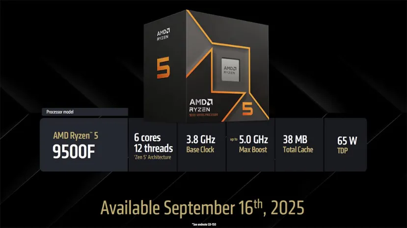 Geeknetic El AMD Ryzen 5 9500F se pondrá a la venta el 16 de septiembre, una opción ideal para equipos gaming económicos 2
