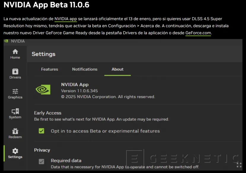 Geeknetic La versión estable de la NVIDIA App que habilita DLSS 4.5 Override se retrasa hasta la próxima semana 1