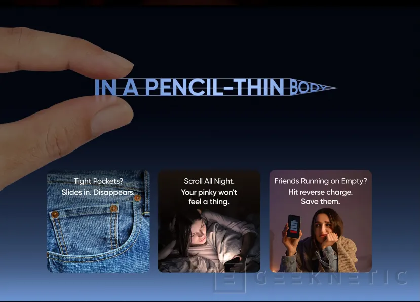 Geeknetic El Realme P4 Power incorporará una batería de 10.000 mAh con un perfil similar al de un lápiz 2