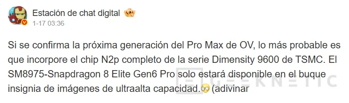 Geeknetic El precio de Qualcomm empuja a los gigantes chinos hacia MediaTek: el Dimensity 9600 apunta a los móviles más potentes de Oppo y Vivo 1