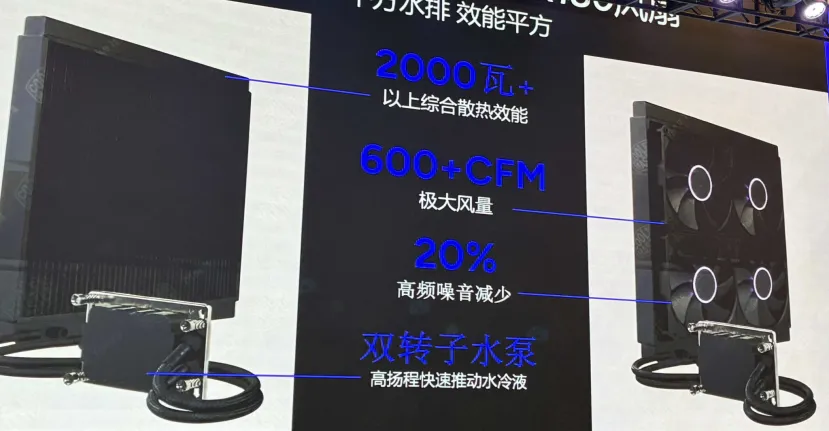 Geeknetic Cooler Master ha dejado ver su nueva RL AiO con radiador de 360 x 360 mm y 4 ventiladores de 180 mm 1