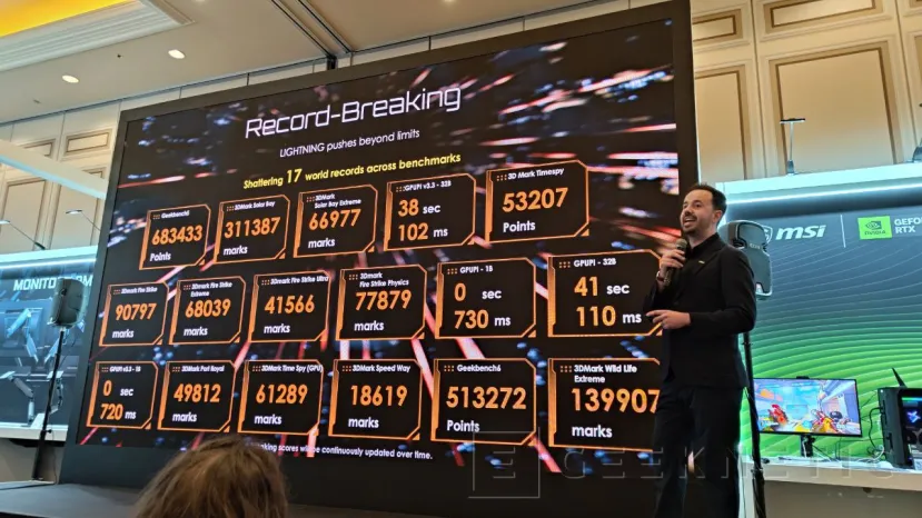 Geeknetic MSI GeForce RTX 5090 32G LIGHTNING Z: La primera GPU que alcanza 1.000 W es también la pionera con una pantalla de 8 pulgadas 7