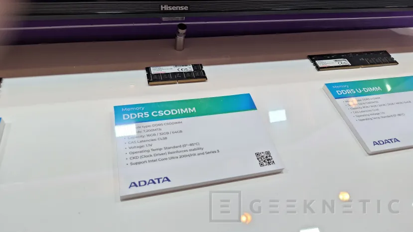 Geeknetic ADATA nos trae al CES memorias CUDIMM, U-DIMM Y CSODIMM de hasta 64 GB y 8.000 MT/s 2