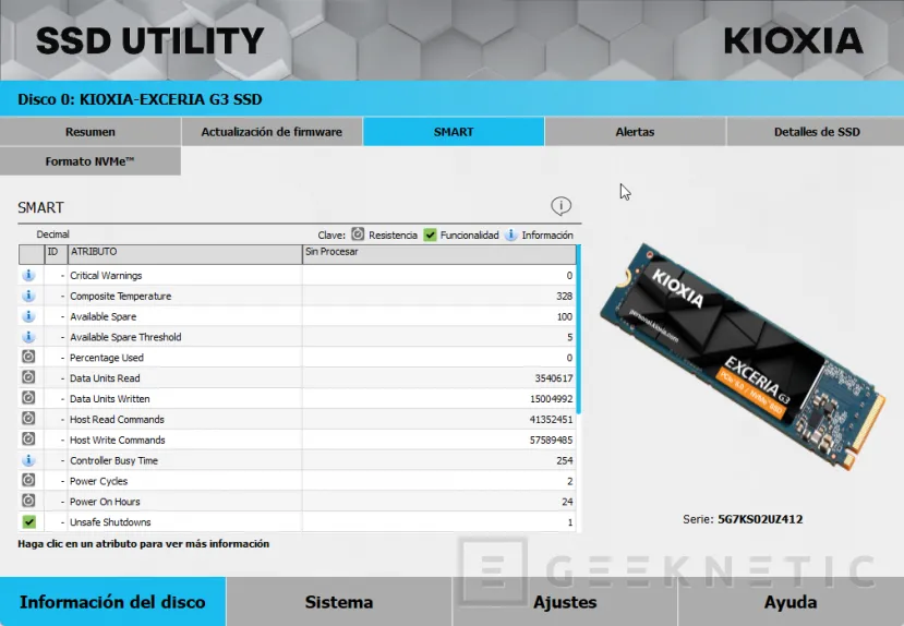 Geeknetic KIOXIA EXCERIA G3 4TB Review, 10.000MB/s y 4TB de QLC para alta densidad y PCIe 5.0 en la gama de entrada de Kioxia 30
