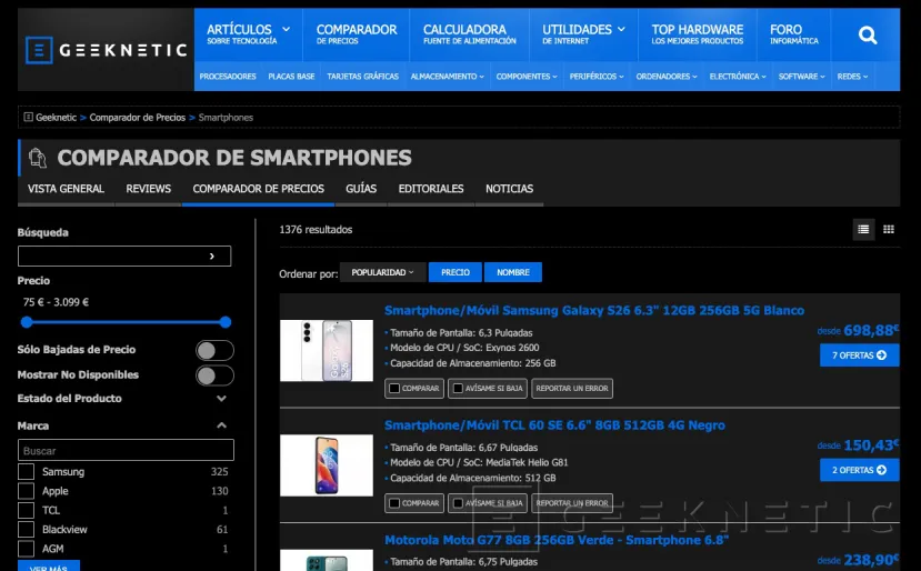 Geeknetic Añadimos los smartphones a nuestro comparador de precios para que encuentres tu próximo móvil 1