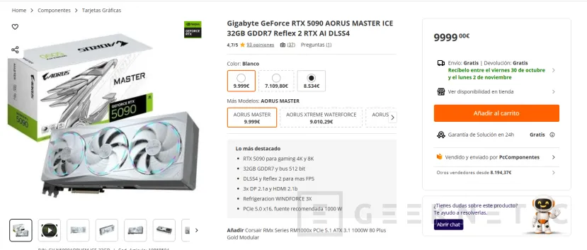 Geeknetic En tan solo un año las NVIDIA GeForce RTX 5090 han cuadruplicado su precio y ya rozan los 10.000 euros en España 2