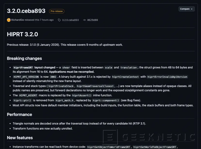 Geeknetic AMD actualiza HIPRT 3.2 con soporte preliminar para las futuras APU Medusa 1