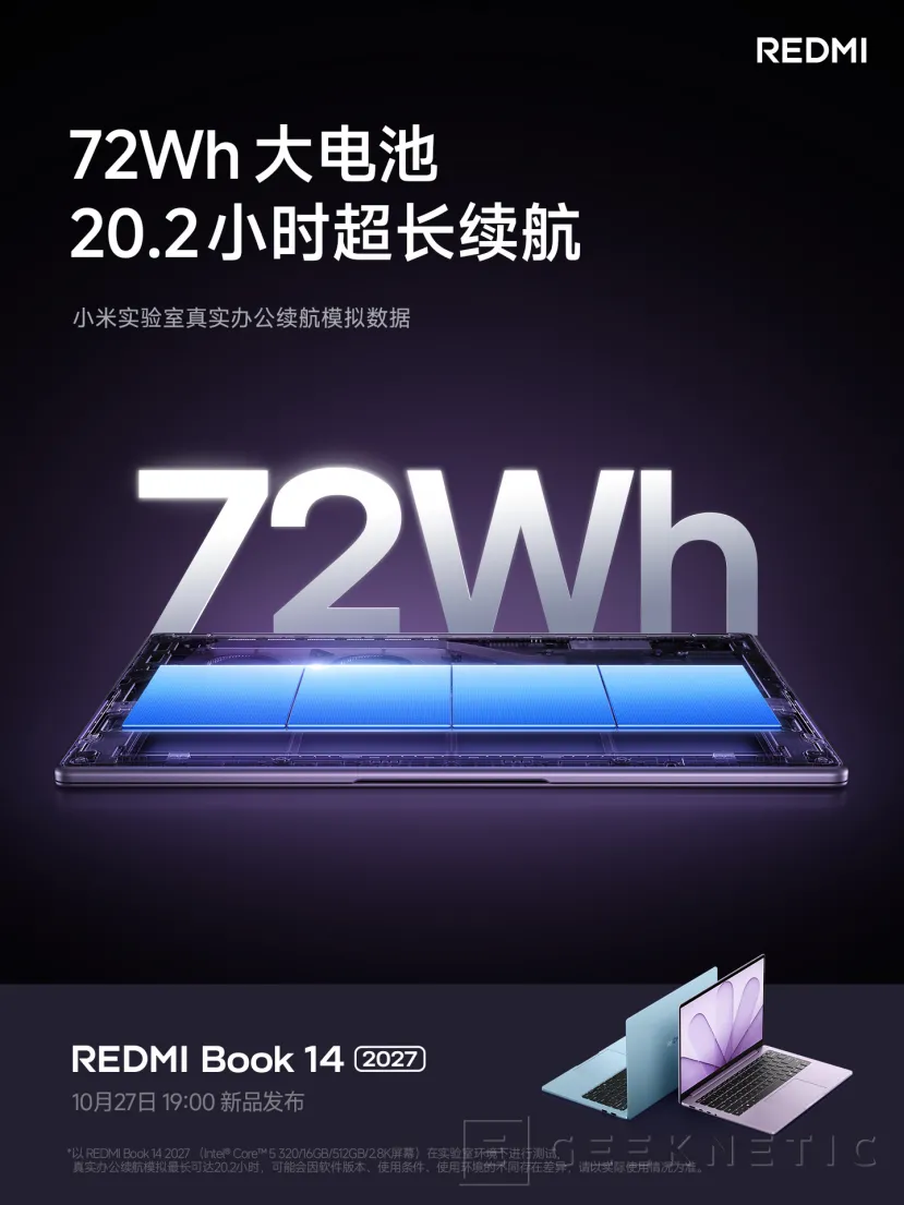 Geeknetic Xiaomi confirma el Redmi Book 14 2027 con Intel Wildcat Lake, pantalla 2.8K y presentación el 27 de octubre 1