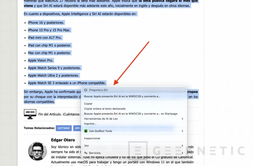 Geeknetic Ya puedes usar Siri AI en español en tu Mac: hemos probado la IA de Apple para saber lo que puede y no puede hacer 10